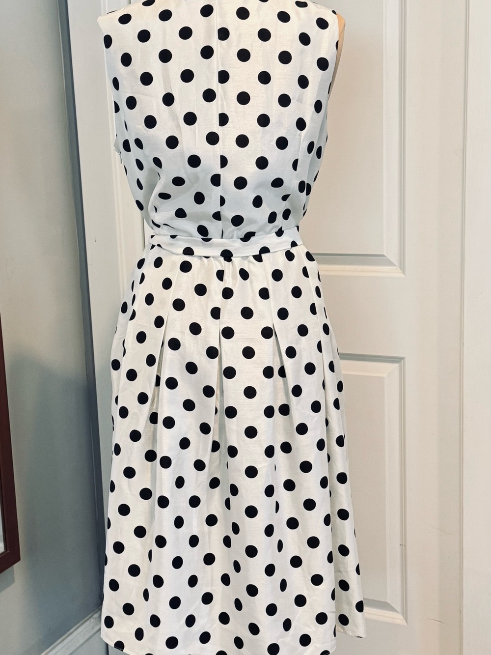 Jessica Howard Black White Polka Dot Faux Wrap Sleeveless Mid Fit Flare Dress 18 - Picture 9 of 12
